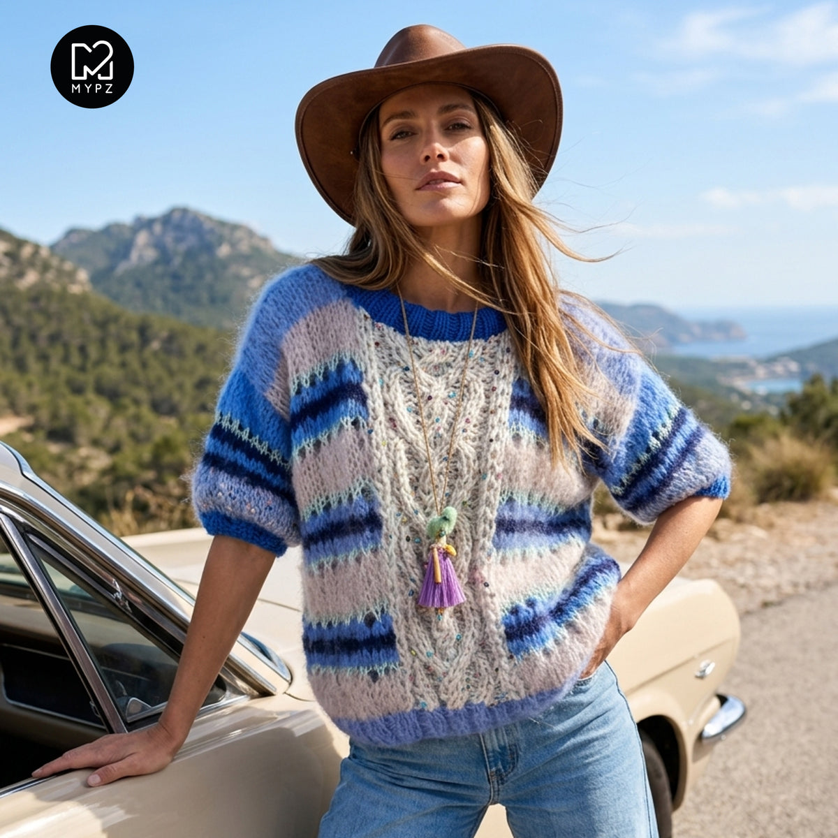 MYPZ Light Alpaca Mohair Top Kabelhart blauw nr. 10