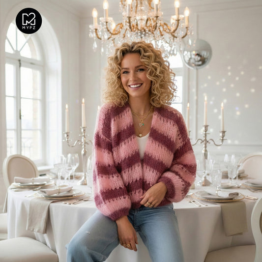 Knitting kit – MYPZ Short Light Mohair Cardigan Rose Burgundy No10 (ENG-NL-DE-FR-ES)