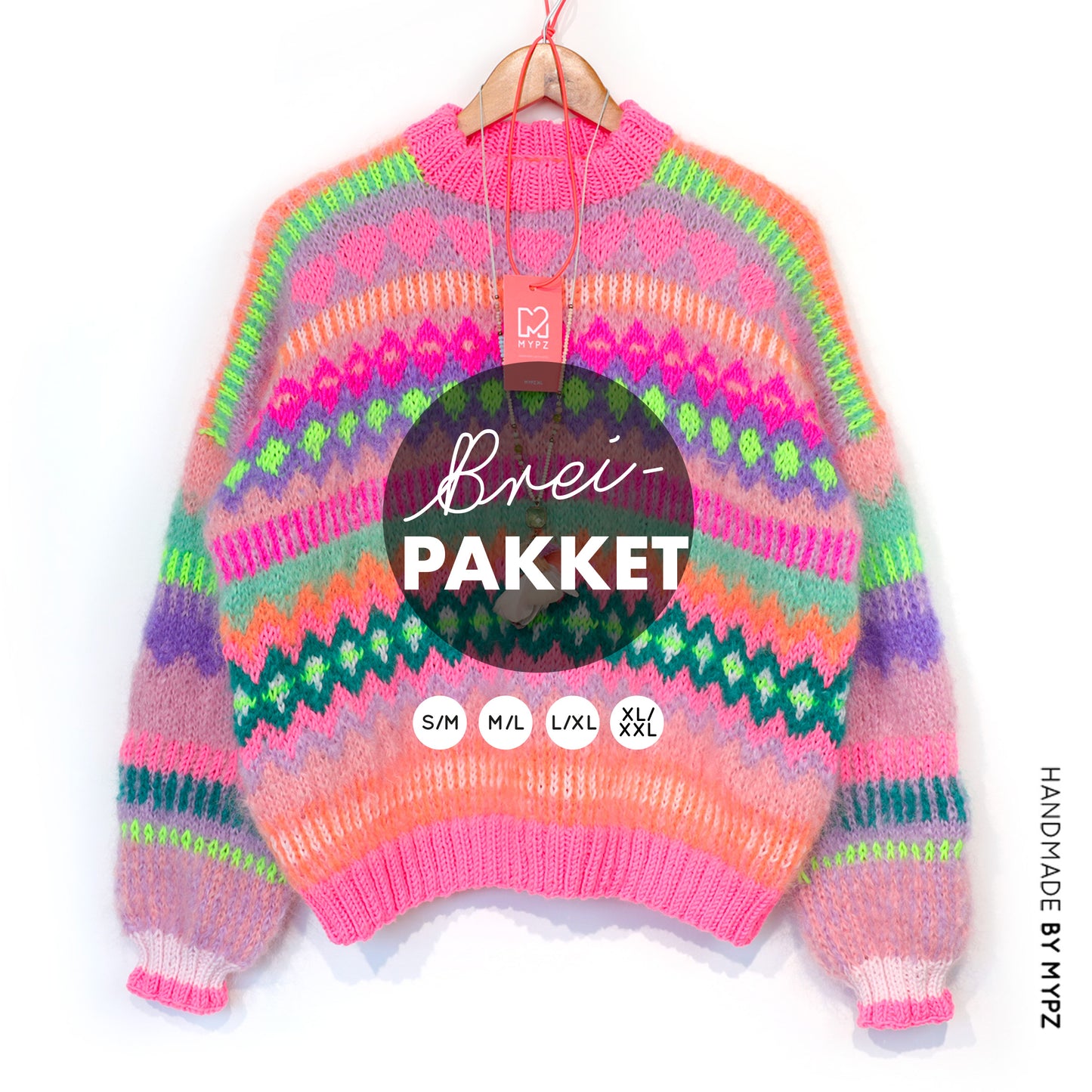 Breipakket – Chunky Mohair Trui Pink Sugar No.6 (ENG-NL-DE)