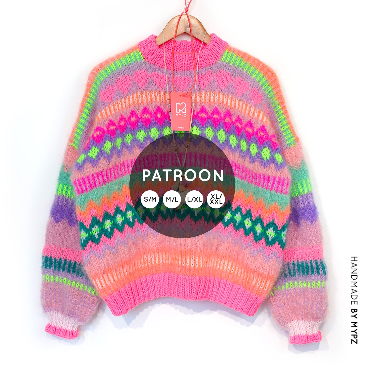 Breipatroon – Chunky Mohair Trui Pink Sugar No.6 (ENG-NL-DE)
