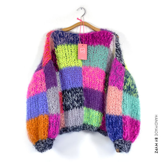 Breipakket – Chunky Rainbow Patchwork Pullover No.15 (ENG-NL)