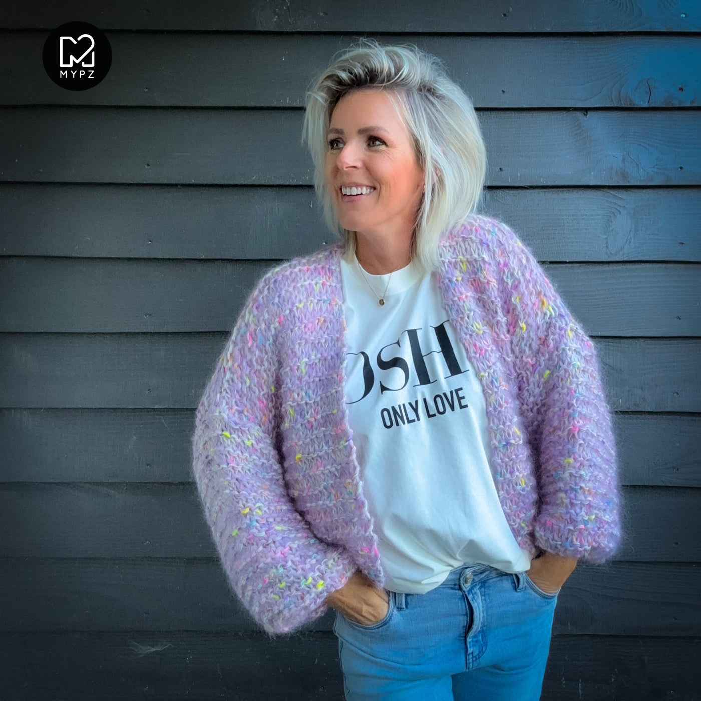 Breipatroon – MYPZ kort Chunky Mohair-Merino Cardigan Confetti Nights No.15 (ENG-NL-DE)