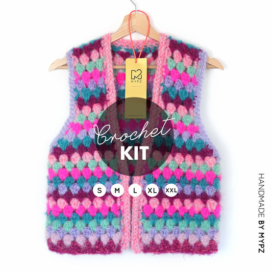 Haakpakket - MYPZ Mohair Granny stripes gilet Milano (ENG-NL)