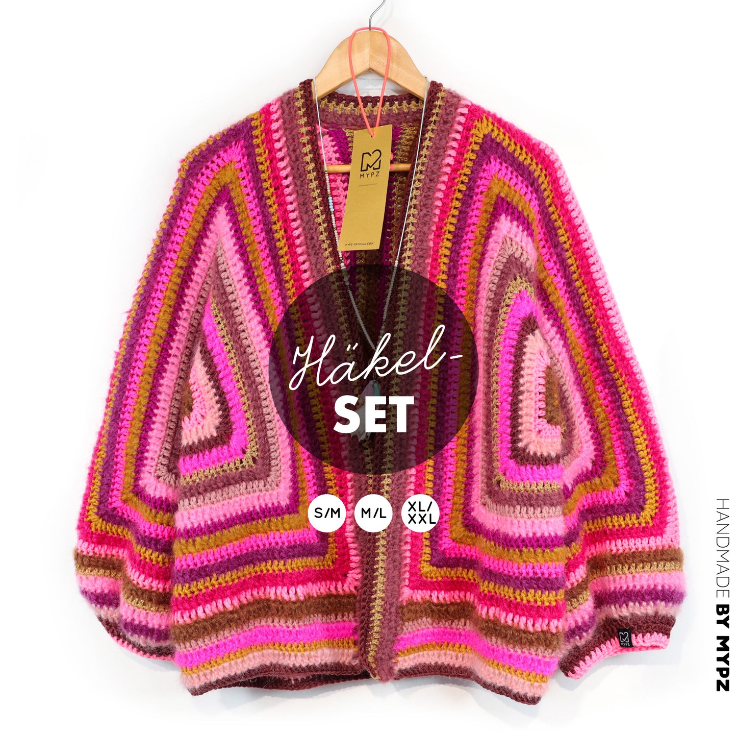 Haakpakket - MYPZ Hexagon Cardigan Burgundy (ENG-NL-DE)