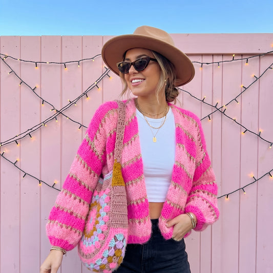 Breipakket – MYPZ Light Alpaca Cardigan Neon Blush No. 10