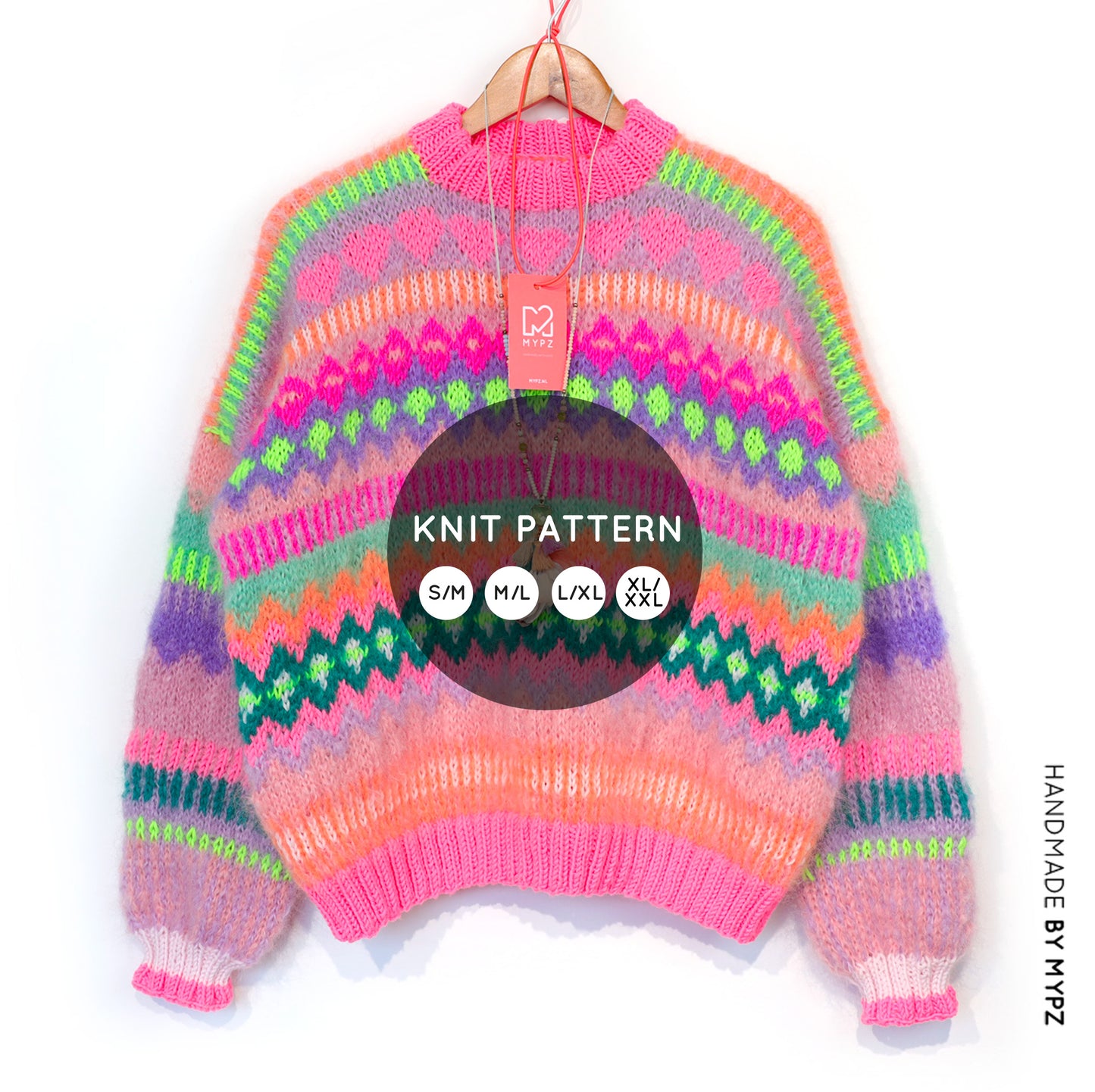 Breipatroon – Chunky Mohair Trui Pink Sugar No.6 (ENG-NL-DE)