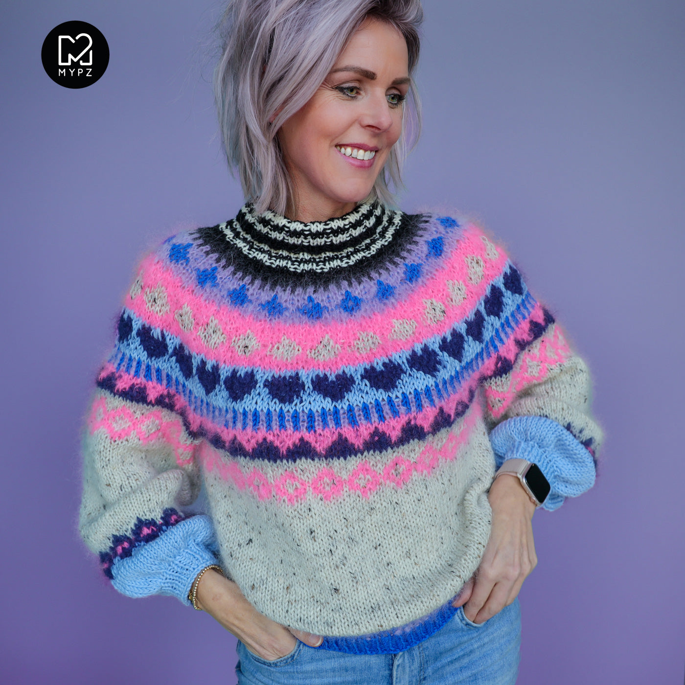 Breipakket – MYPZ top-down trui Blue Heart No6 (ENG-NL-DE)