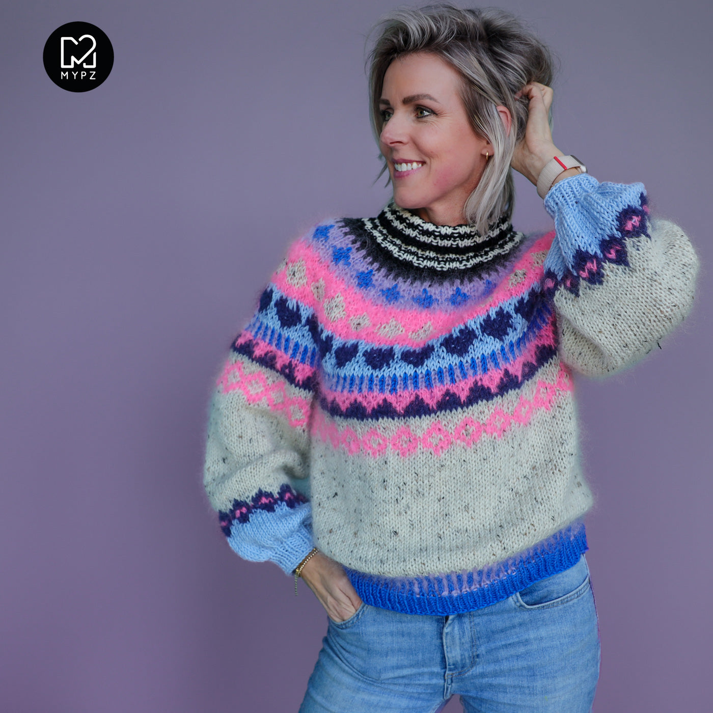Breipakket – MYPZ top-down trui Blue Heart No6 (ENG-NL-DE)