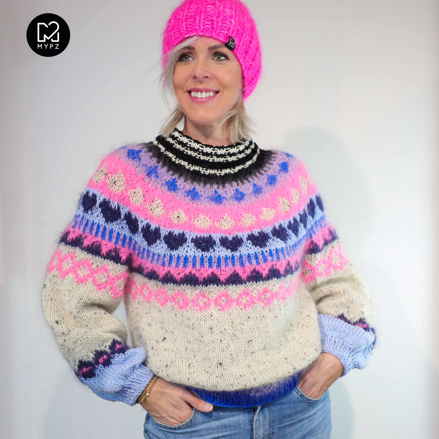 Breipakket – MYPZ top-down trui Blue Heart No6 (ENG-NL-DE)