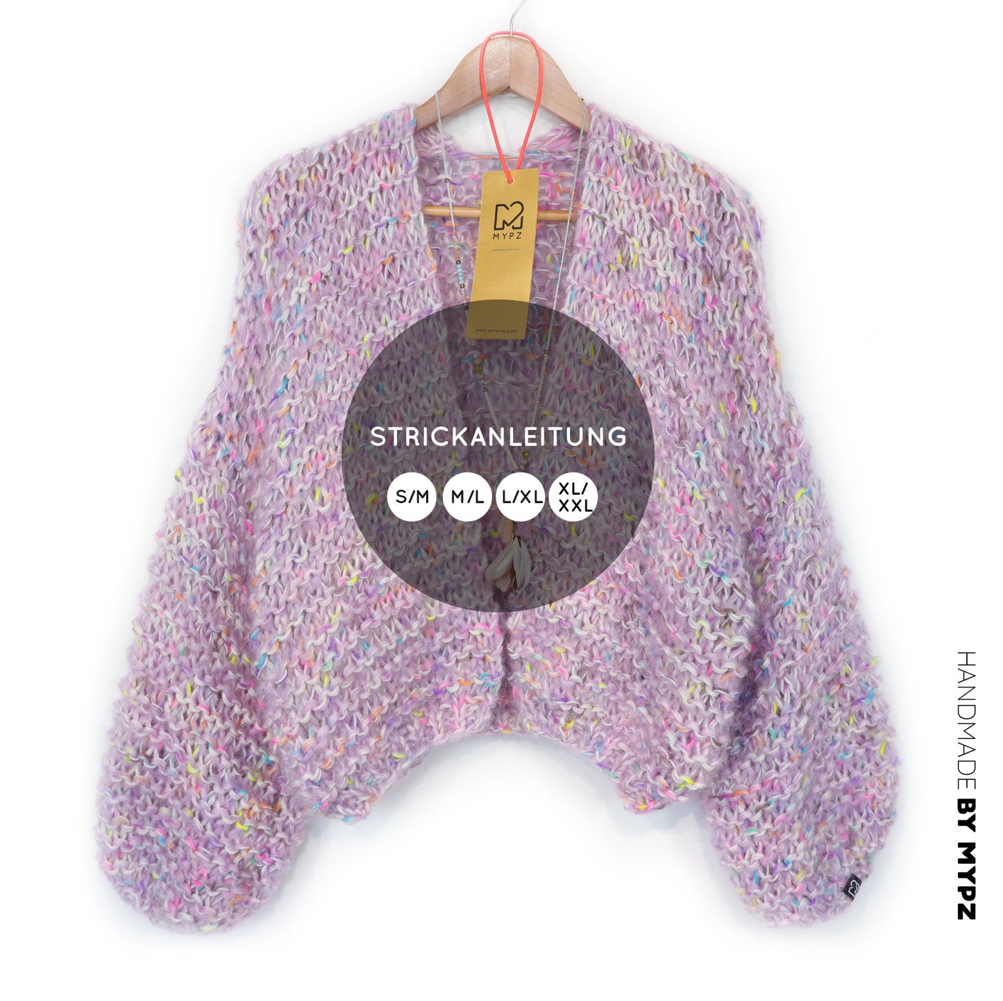 Breipatroon – MYPZ kort Chunky Mohair-Merino Cardigan Confetti Nights No.15 (ENG-NL-DE)