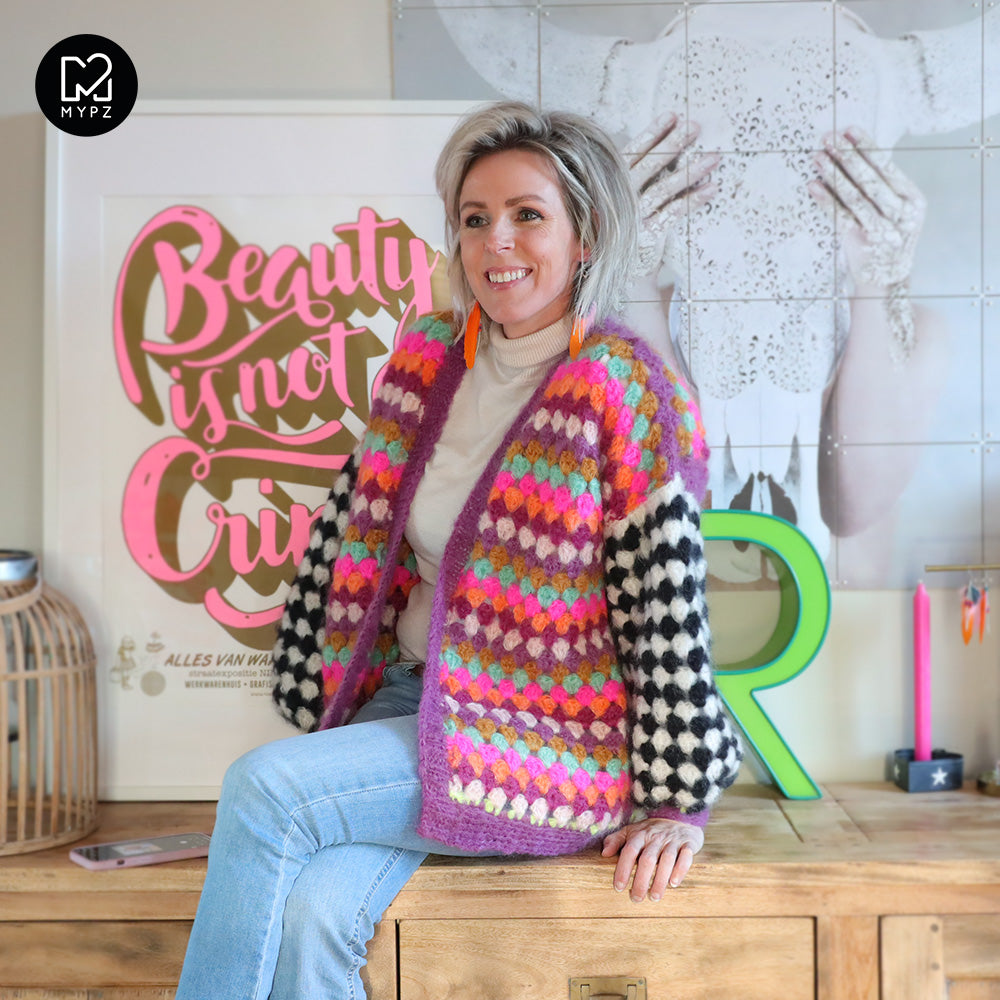 Haakpakket - MYPZ Mohair Granny stripes vest Fantasy (ENG-NL)