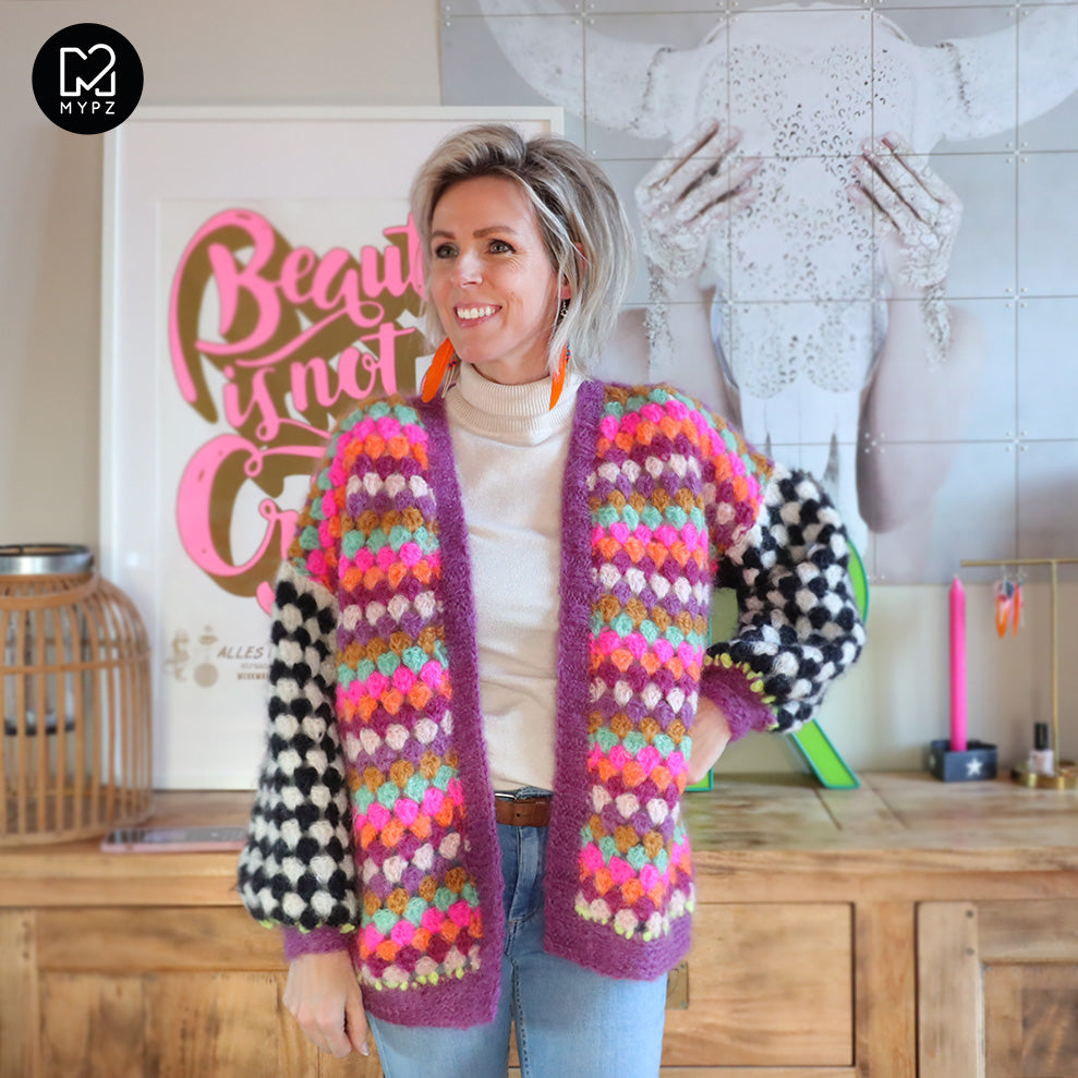 Haakpakket - MYPZ Mohair Granny stripes vest Fantasy (ENG-NL)