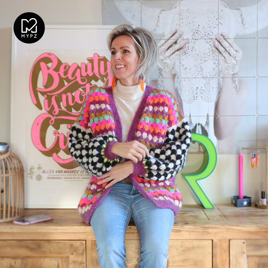 Haakpakket - MYPZ Mohair Granny stripes vest Fantasy (ENG-NL)