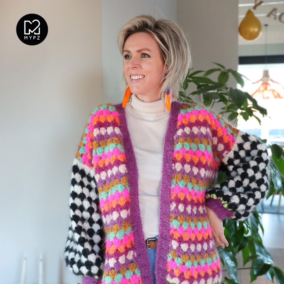 Haakpakket - MYPZ Mohair Granny stripes vest Fantasy (ENG-NL)