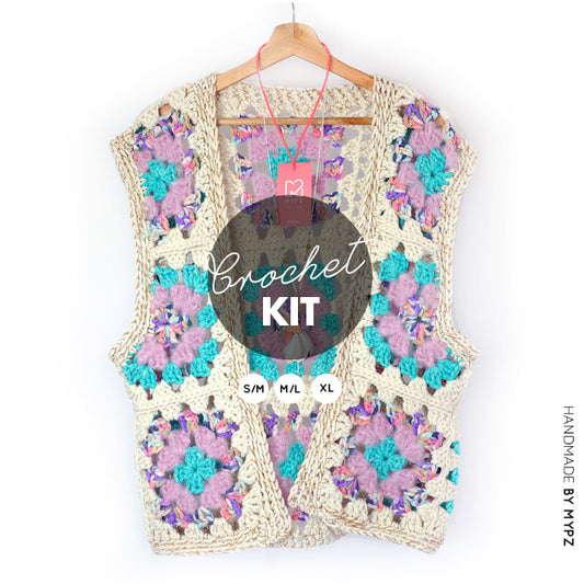 Haakpakket - MYPZ Granny Boho Gilet Sea (ENG-NL)