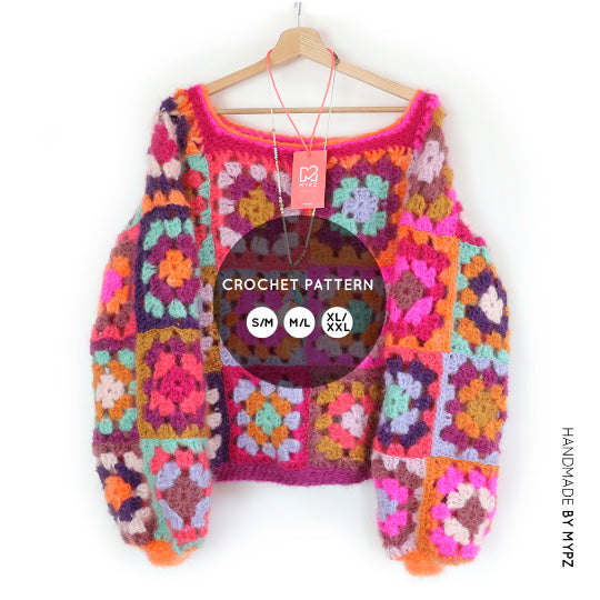 Haakpatroon - MYPZ Granny square Mohair trui Flora (ENG-NL)