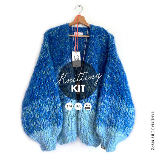 MYPZ knitting kit Chunky Mohair Cardigan Ocean no15