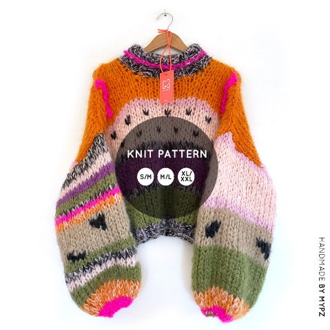 MYPZ knitting pattern Chunky Mohair pullover Watermelon