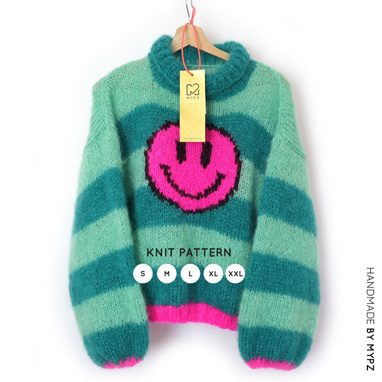 Breipatroon - MYPZ light mohair trui Smiley Green No8 (ENG-NL)