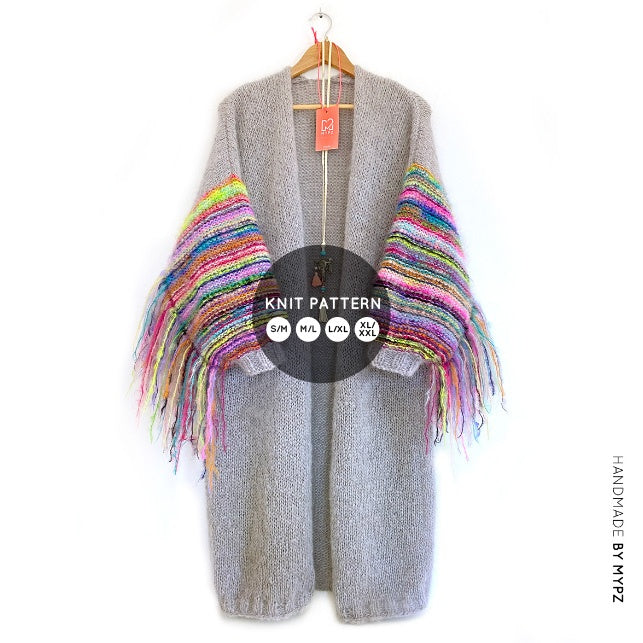 MYPZ knit pattern festival cardigan light grey