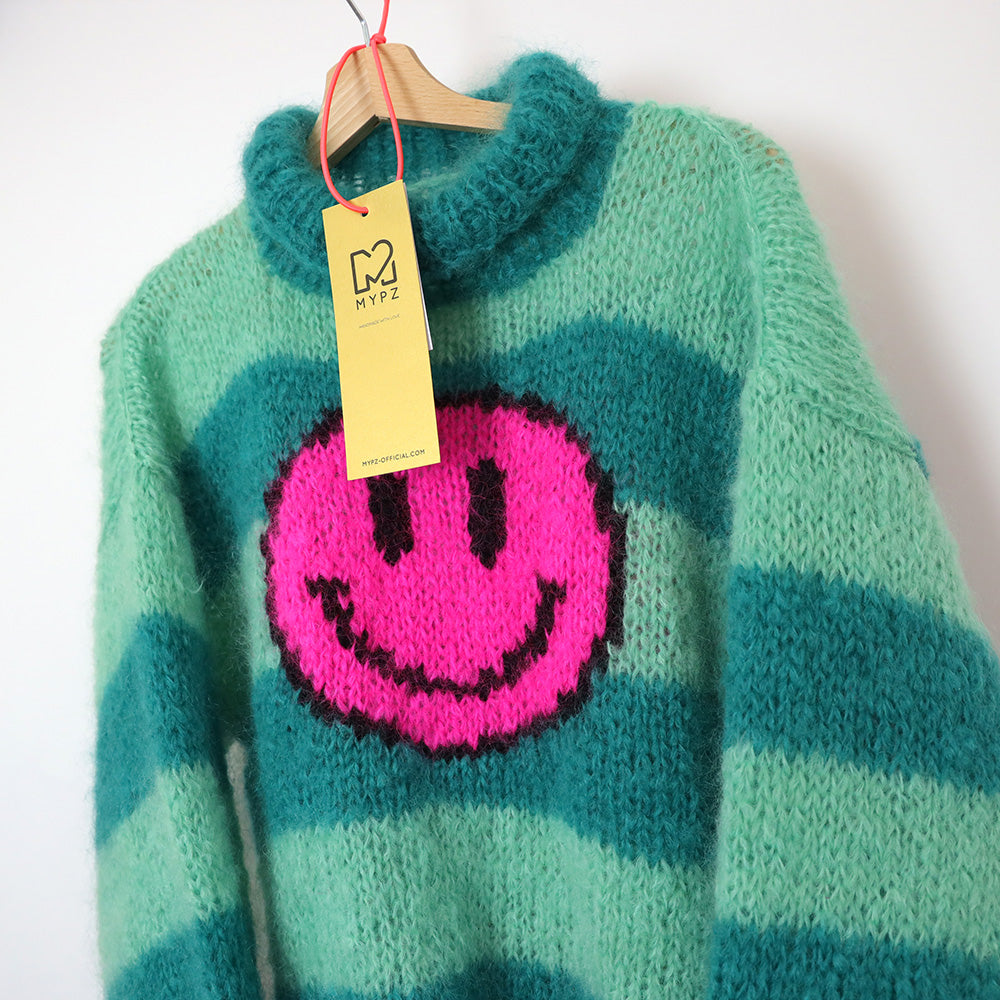 Breipatroon - MYPZ light mohair trui Smiley Green No8 (ENG-NL)