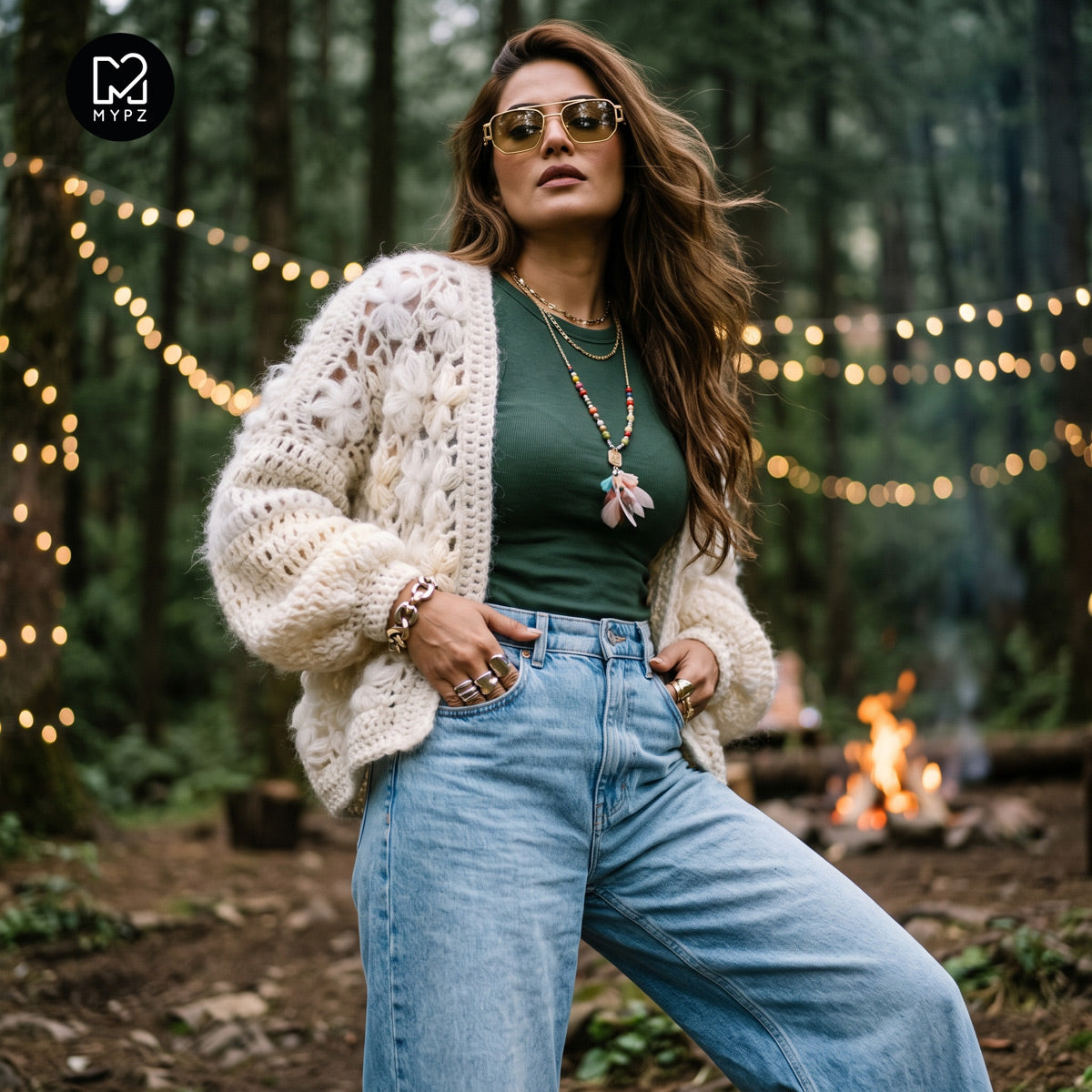 Haakpakket - MYPZ kort bombervest Wildflower Off White (ENG-DE-NL-ES-FR-IT-DA-SV-NO)