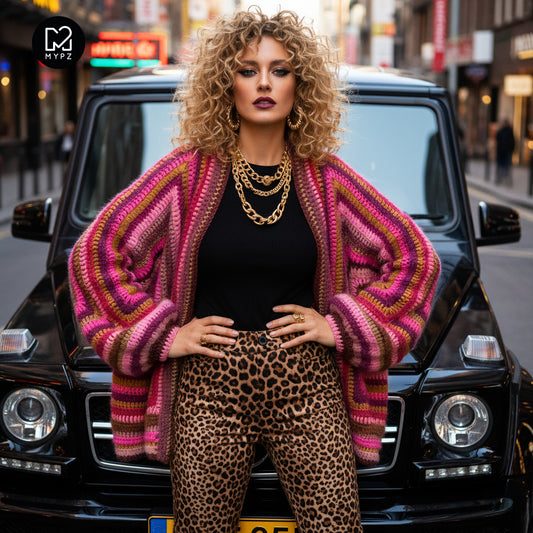 Haakpakket - MYPZ Hexagon Cardigan Burgundy (ENG-NL-DE)