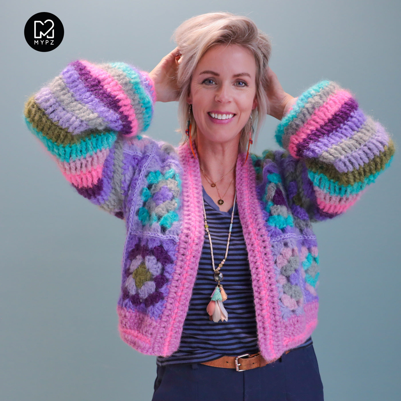 Haakpakket - MYPZ Granny square Mohair vest Purple-Candy (ENG-NL-DE)