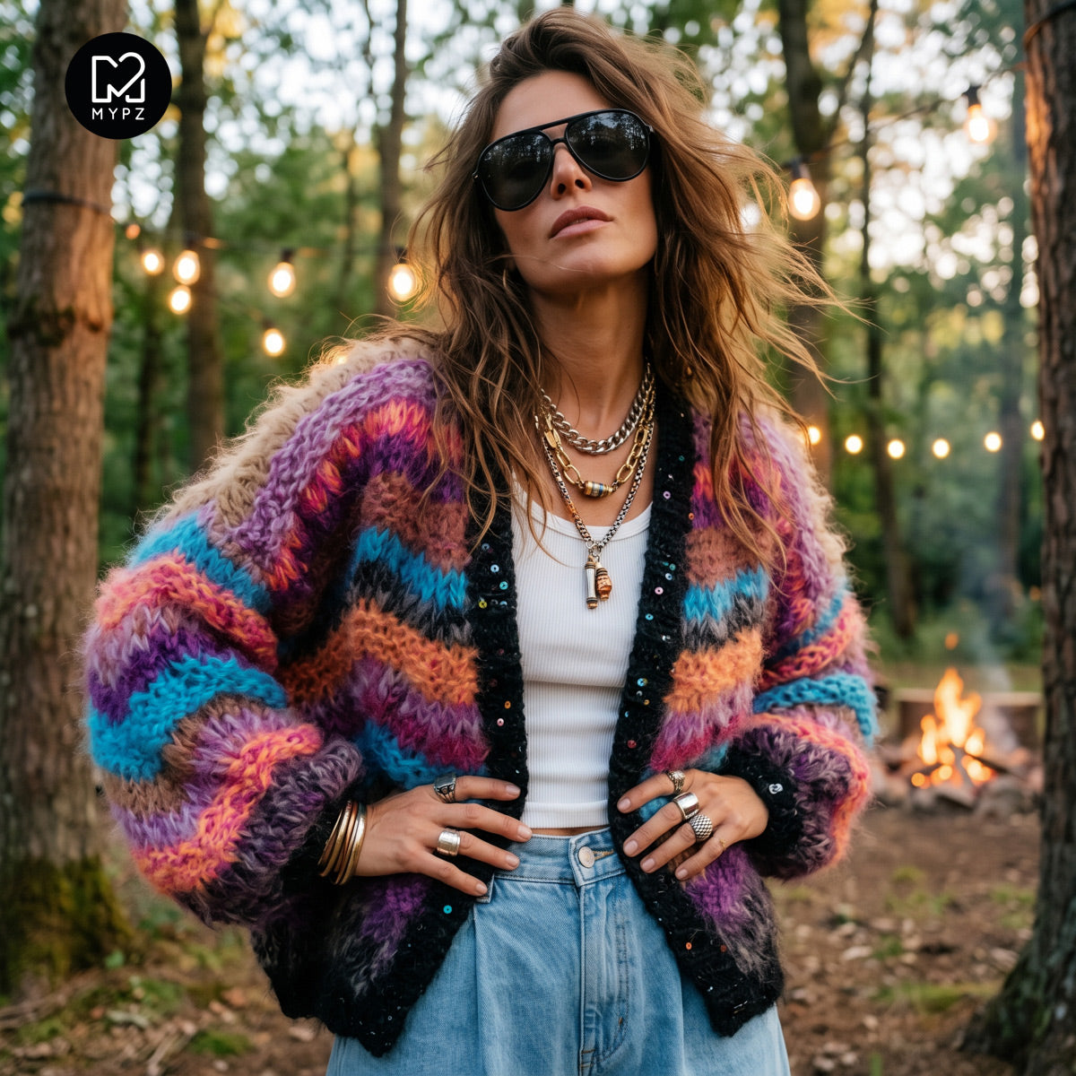 Breipakket - Kort grofgebreid vest van mohair Maple Wave nr.12 (ENG-DE-NL-ES-FR-IT-DA-SV-NO)