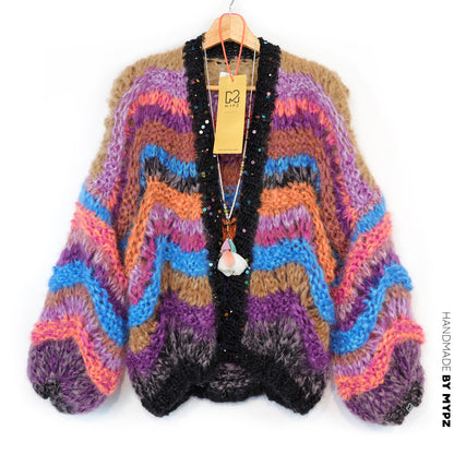 Breipakket - Kort grofgebreid vest van mohair Maple Wave nr.12 (ENG-DE-NL-ES-FR-IT-DA-SV-NO)