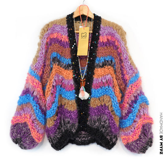 Breipatroon - Kort grofgebreid mohairvest Maple Wave nr.12 (ENG-DE-NL-ES-FR-IT-DA-SV-NO)