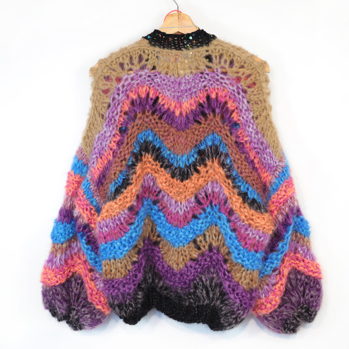 Breipakket - Kort grofgebreid vest van mohair Maple Wave nr.12 (ENG-DE-NL-ES-FR-IT-DA-SV-NO)