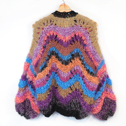 Breipakket - Kort grofgebreid vest van mohair Maple Wave nr.12 (ENG-DE-NL-ES-FR-IT-DA-SV-NO)