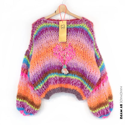 Knitting Kit – MYPZ Short Chunky Pullover Neon Hearts No15 (ENG-NL-DE)