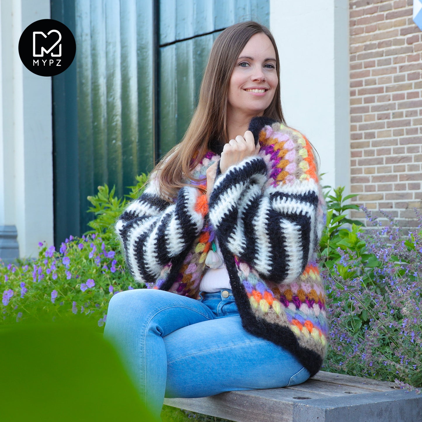 Haakpakket - MYPZ Mohair Granny stripes vest Butterfly (ENG-NL)