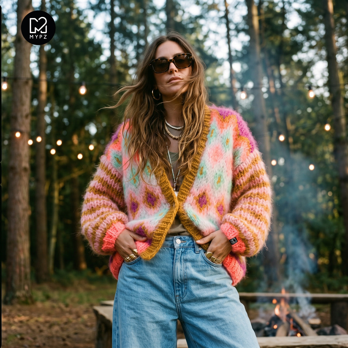 Breipatroon - Chunky Mohair-jas Flora nr.12 (ENG-DE-NL-ES-FR-IT-DA-SV-NO)