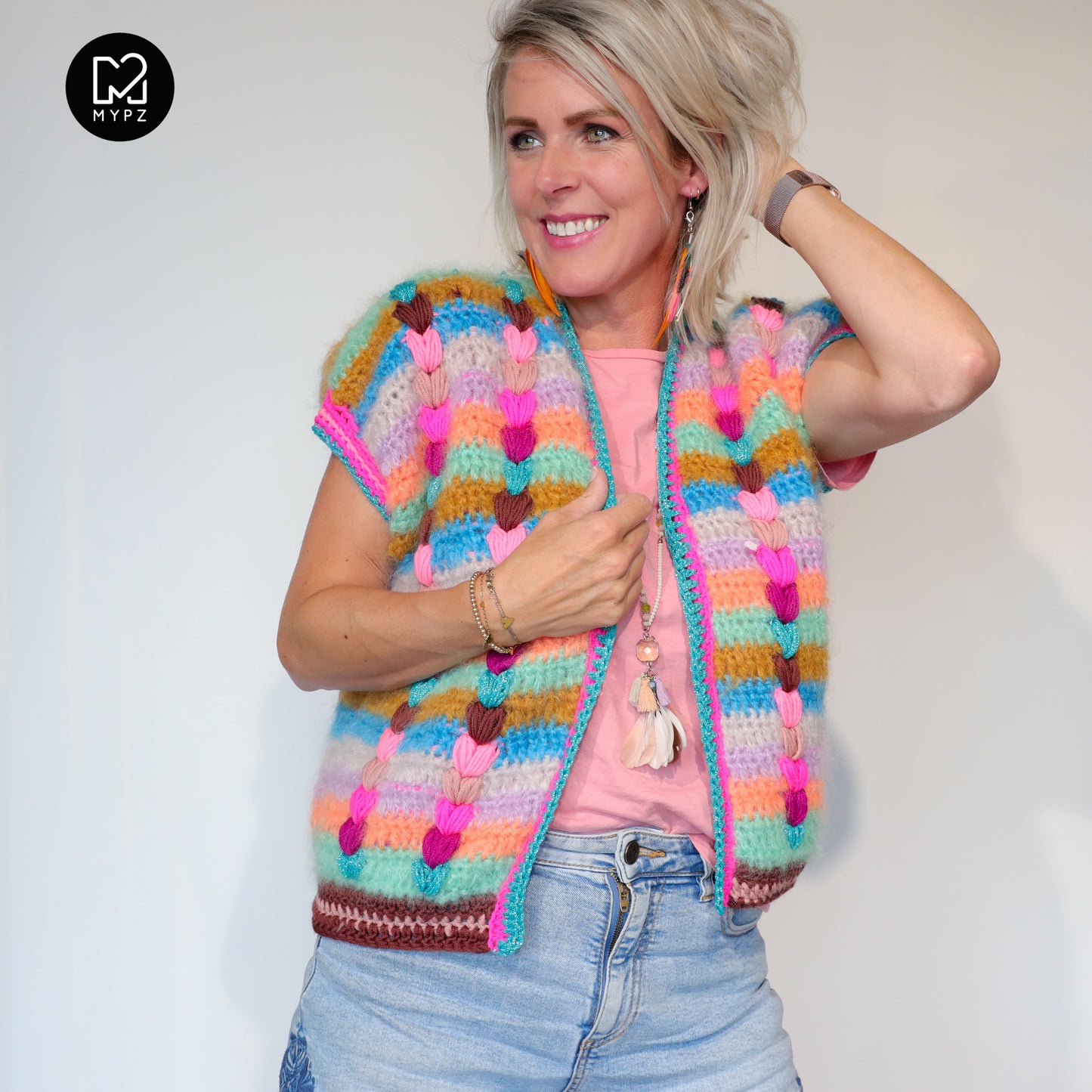 Haakpatroon - Chunky Mohair-merino vest Heartbeat (ENG-NL-DE)
