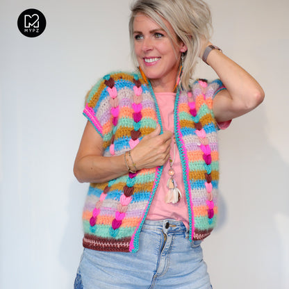 Haakpatroon - Chunky Mohair-merino vest Heartbeat (ENG-NL-DE)