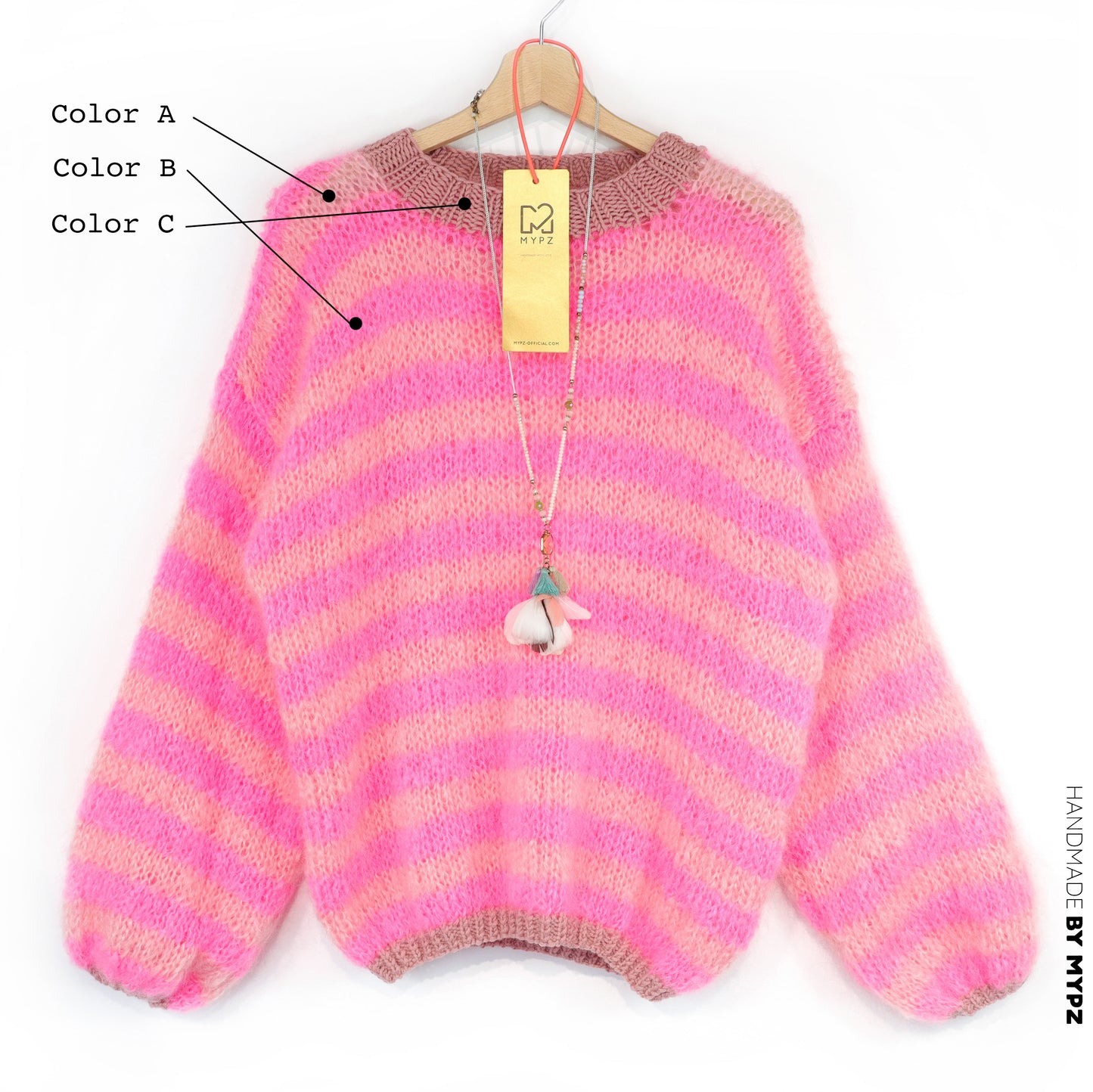 Ontwerp je eigen kit - Breipakket MYPZ Light Mohair Pullover gestreept No8 (ENG-DE-NL)