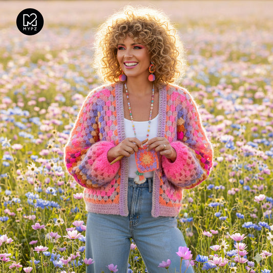 Crochet pattern - MYPZ Hexagon Cardigan Pink Vibes (ENG-NL-DE)