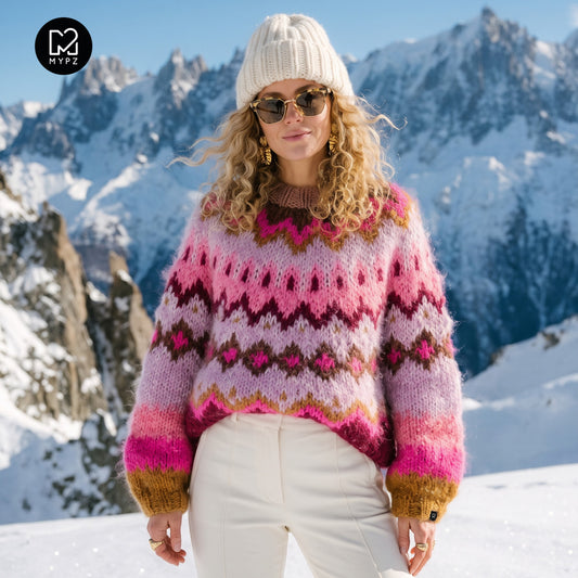 Knitting Kit – MYPZ Chunky Topdown Alpaca Pullover Raspberry No.12 (ENG-DE-NL-ES-FR-IT-DA-SV-NO)