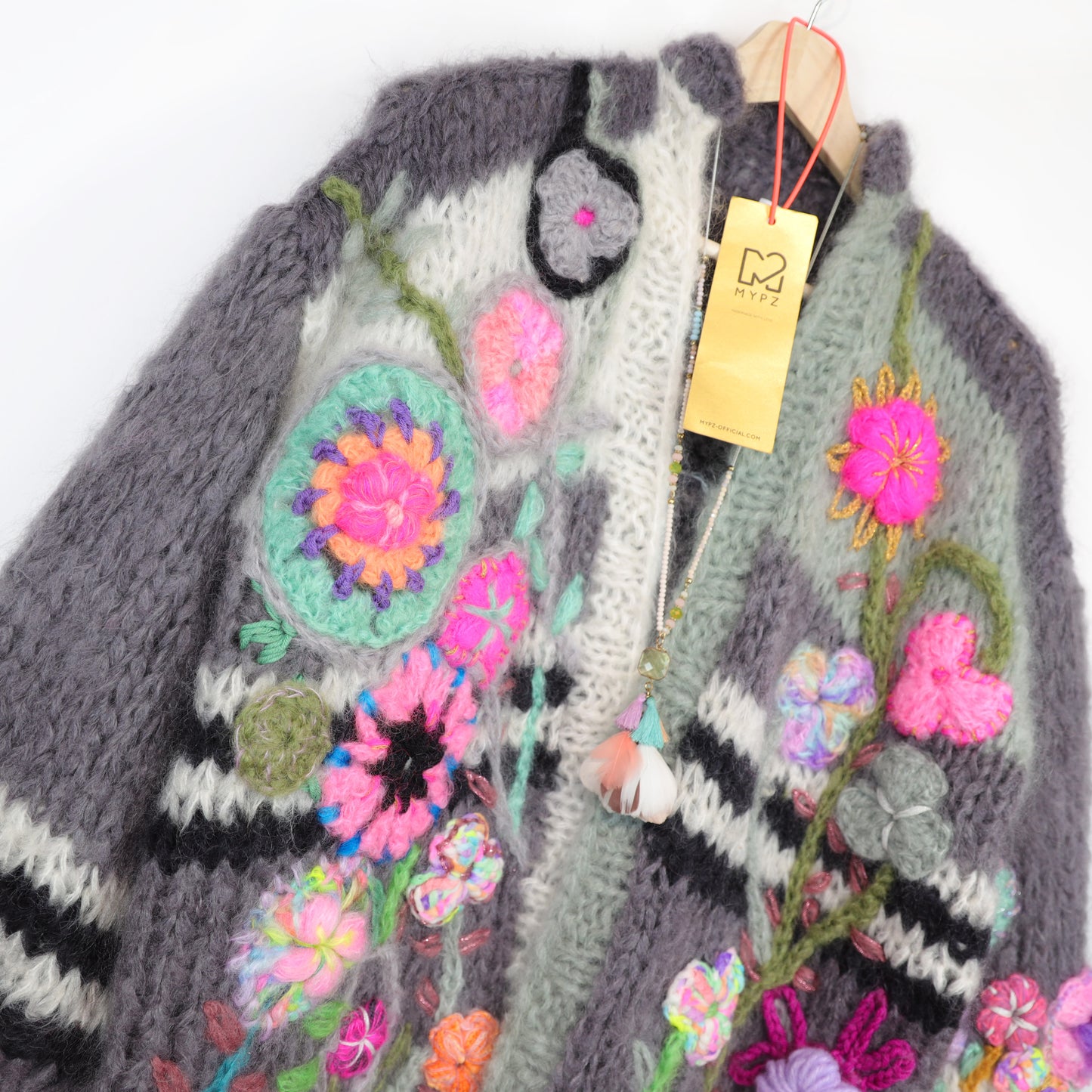 Chunky Mohair cardigan Roses