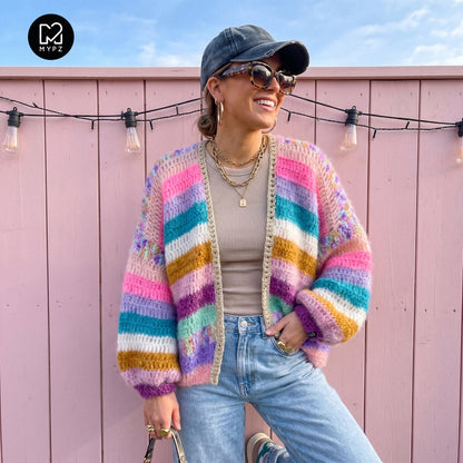 Haakpakket - Chunky Mohair cardigan Sunset Glow (ENG-NL-DE)