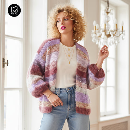 Breipatroon – Chunky Mohair Cardigan Whisper Rose No.12 (ENG-NL-DE)