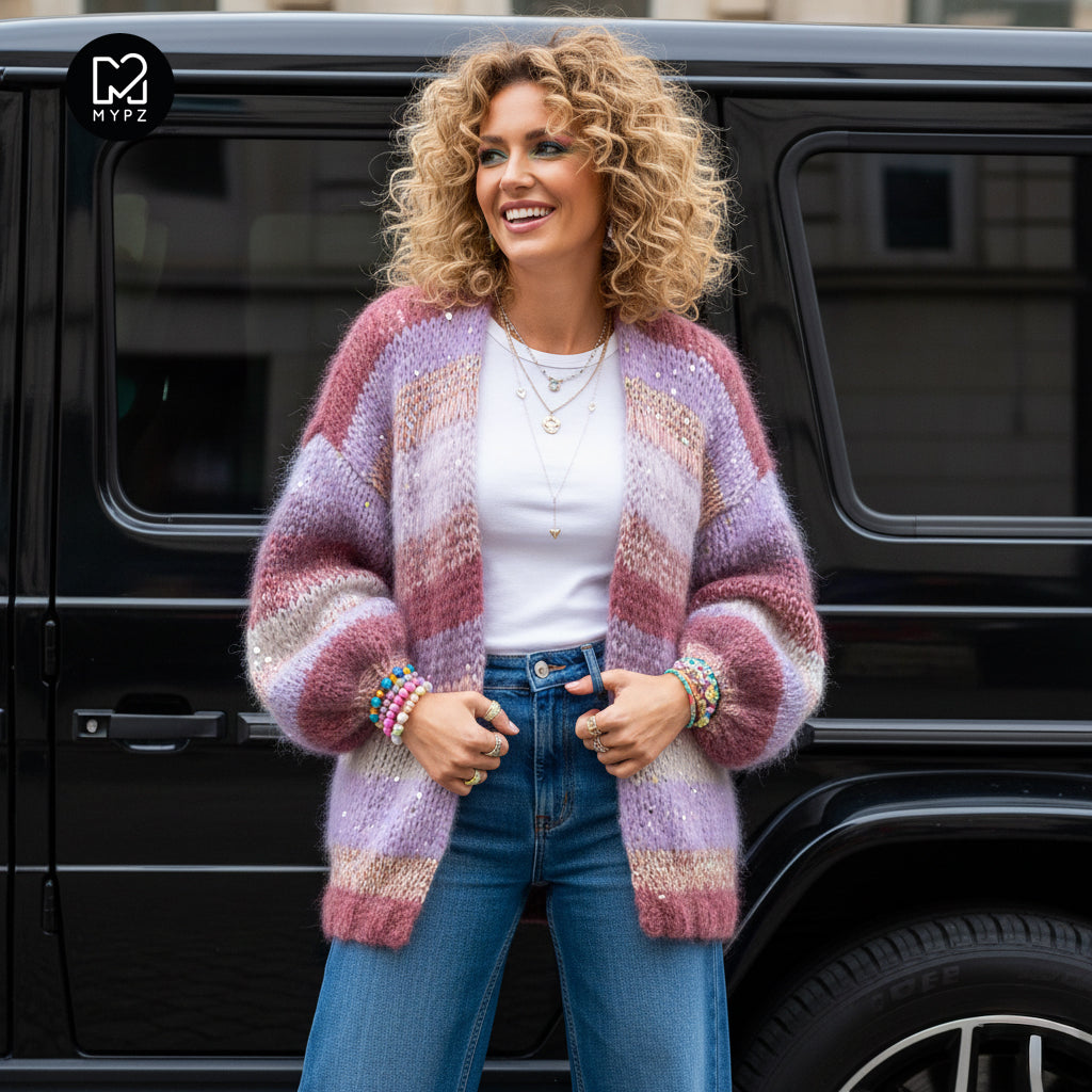 Breipatroon – Chunky Mohair Cardigan Whisper Rose No.12 (ENG-NL-DE)