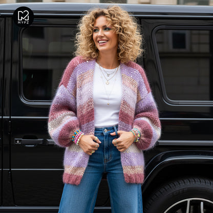 Breipatroon – Chunky Mohair Cardigan Whisper Rose No.12 (ENG-NL-DE)