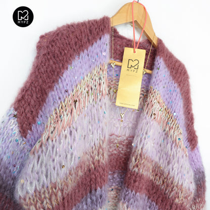 Breipatroon – Chunky Mohair Cardigan Whisper Rose No.12 (ENG-NL-DE)