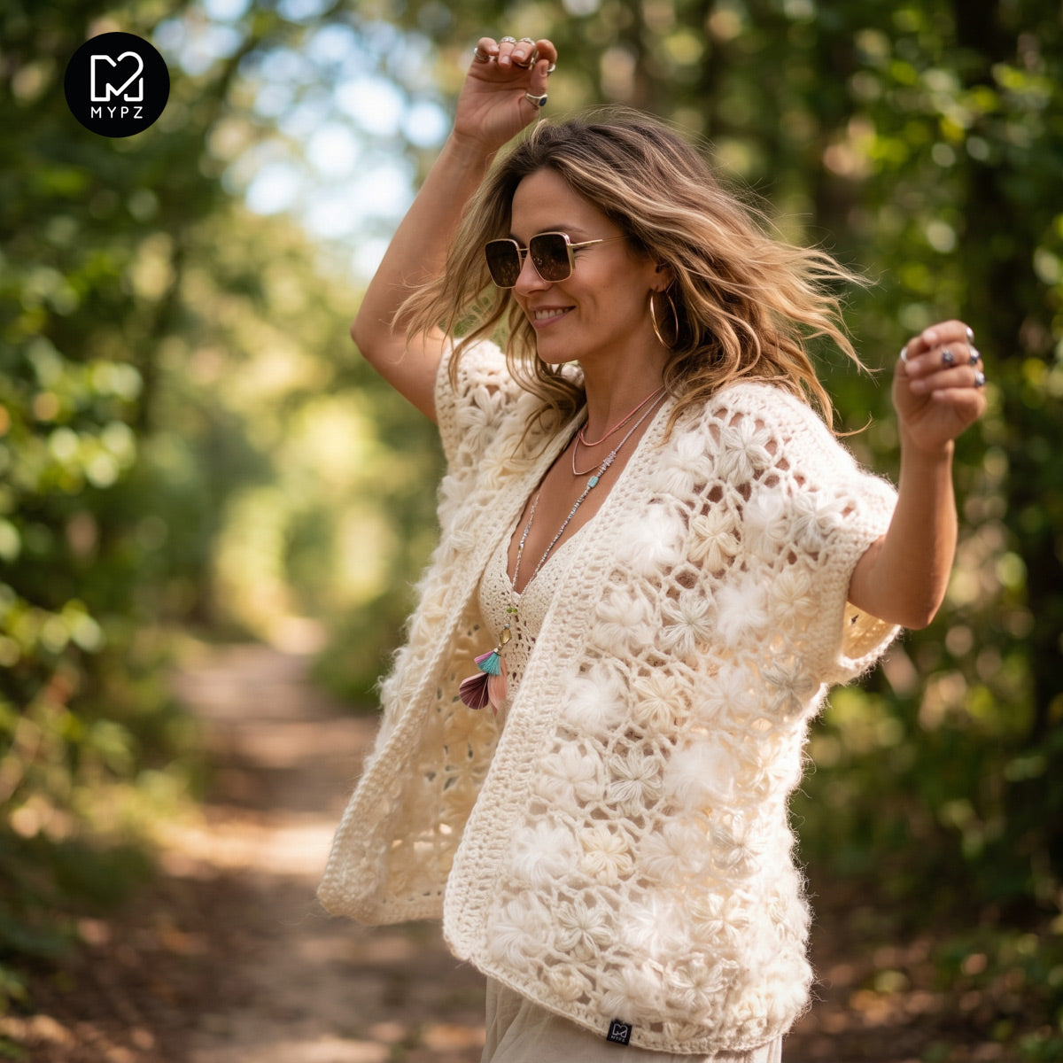 Crochet pattern - MYPZ Wildflower cardigan Shades of White (ENG-NL-DE-FR-ES)