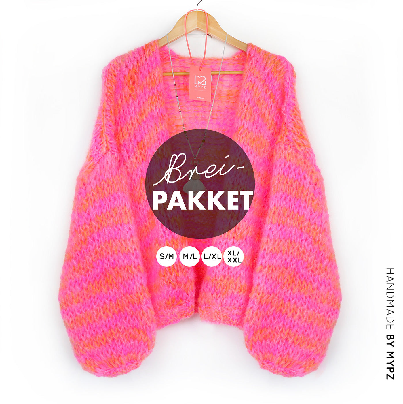 Knitting Kit – MYPZ Short Chunky Mohair Cardigan Orange-Pink No.15 (ENG-NL-DE)