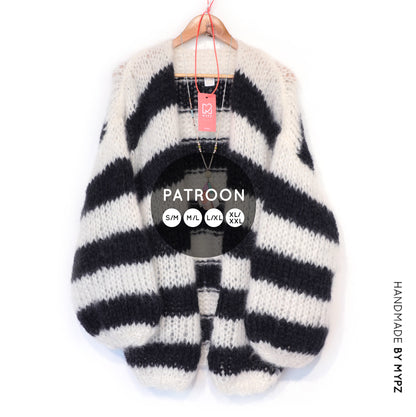 Breipatroon – MYPZ Chunky Mohair Cardigan Black & White No.15 (ENG-NL-DE)
